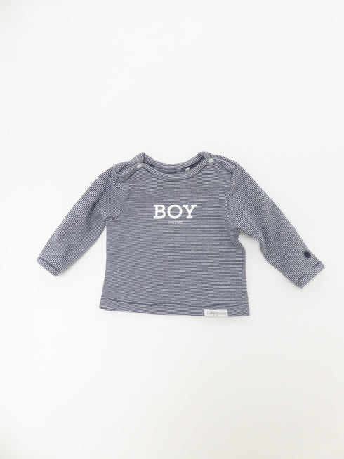 T-shirt lang (50) Grijs/zwart gestreepte longsleeve 'Boy'